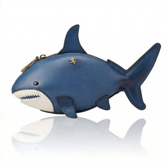 Pratesi Shark, CrossBody Bag B222 in Full Grane Leather - Bruce Bleu - LQE2