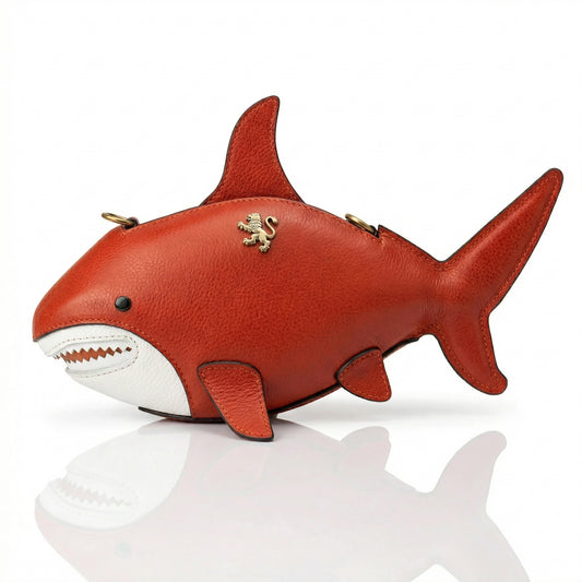 Pratesi Shark, CrossBody Bag B222 in Full Grane Leather - Bruce Cherry - LQE2