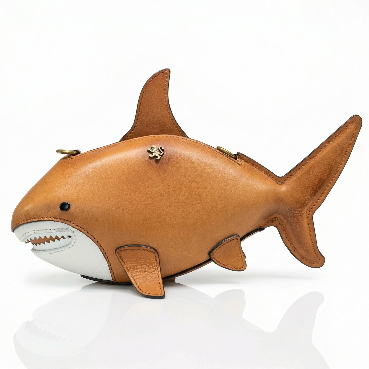 Pratesi Shark, CrossBody Bag B222 in Full Grane Leather - Bruce Cognac - LQE2