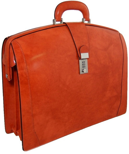 Pratesi Brunelleschi Briefcase in cow leather - Radica Orange