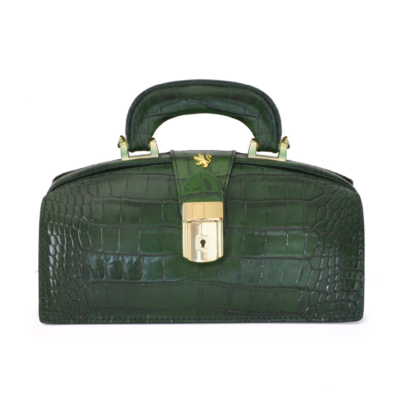 Pratesi Lady Brunelleschi King Woman Bag in genuine Italian leather - Croco Embossed Leather green - SZN