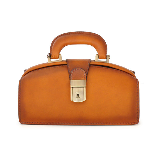 Pratesi Handbag Lady Brunelleschi Bruce in genuine Italian leather - Vegetable Tanned Italian Leather Cognac
