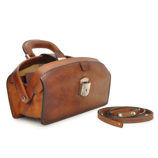 Bolsa Pratesi Lady Brunelleschi em couro italiano genuíno - Couro italiano curtido vegetal verde escuro