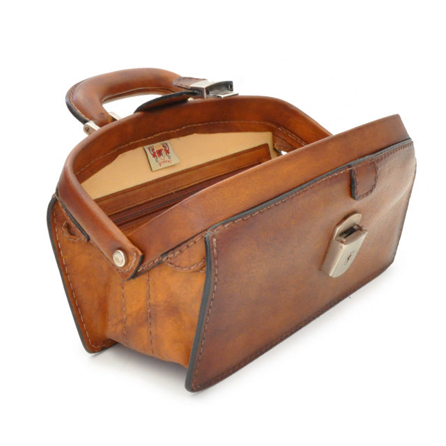 Bolsa Pratesi Lady Brunelleschi em couro italiano genuíno - Couro italiano curtido vegetal verde escuro