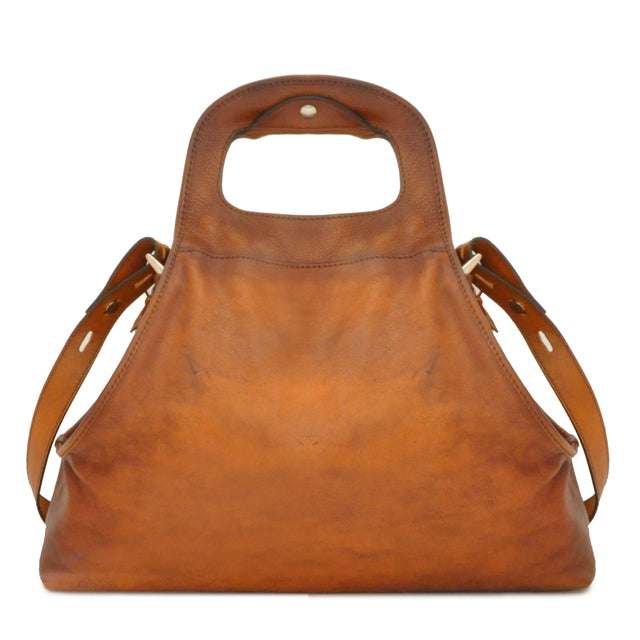Pratesi Handbag Gaiole in genuine Italian leather - Vegetable Tanned Italian Leather Chianti