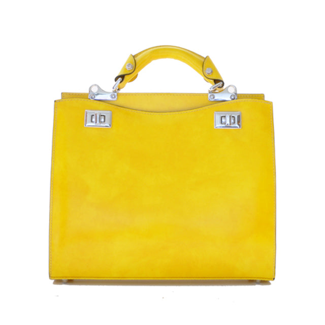 Pratesi Anna Maria Luisa de' Medici Medium Lady Bag in genuine Italian leather - Brunelleschi Leather Yellow - SZN