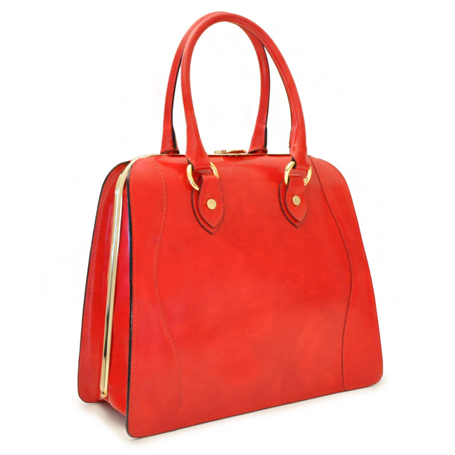 Bolsa de ombro Pratesi Saturnia Big R em couro italiano genuíno.