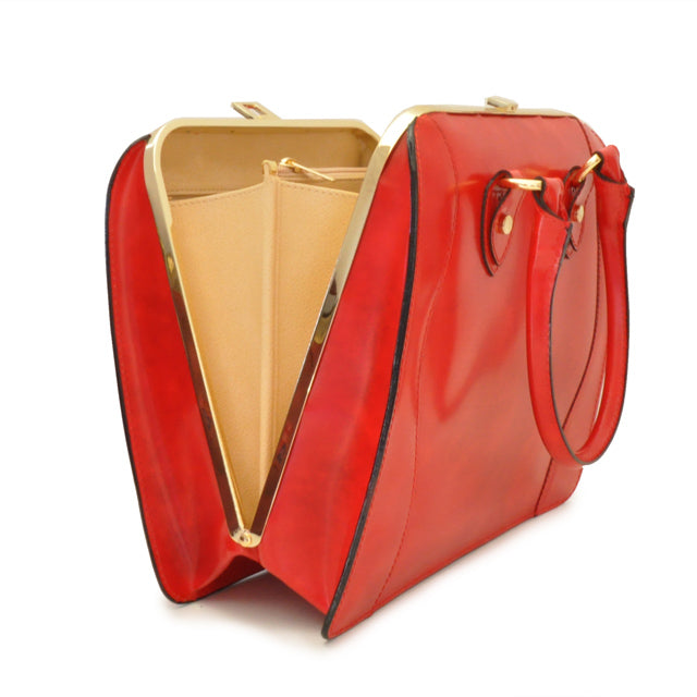 Bolsa de ombro Pratesi Saturnia Big R em couro italiano genuíno.