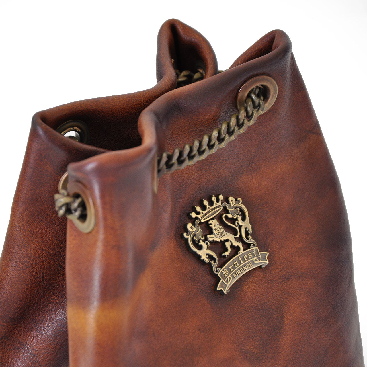 Sac Pratesi Pienza en véritable cuir italien - Cuir Italien au Tannage Végétal Cognac