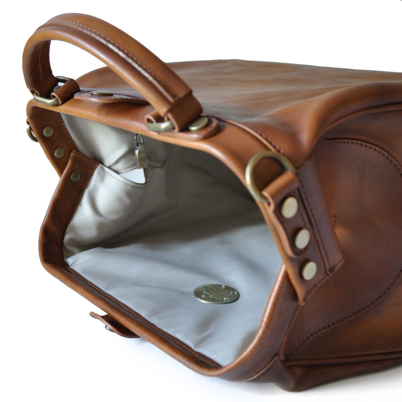 Pratesi Woman Bag Monteriggioni in genuine Italian leather - Vegetable Tanned Italian Leather Cognac