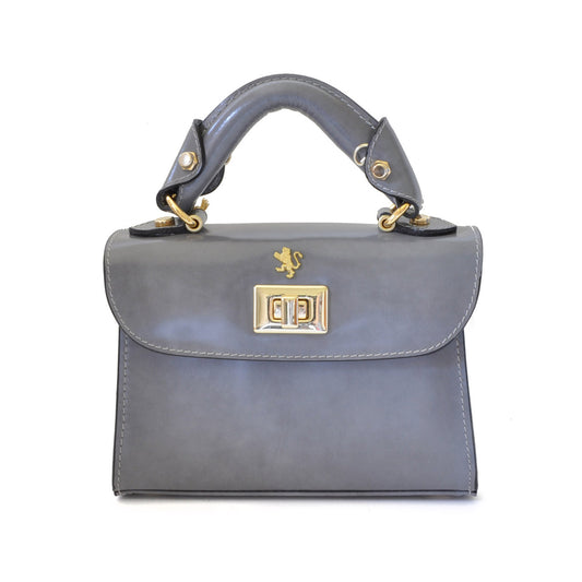 Pratesi Lucignano Petit sac à main en véritable cuir italien - Brunelleschi Cuir Gris