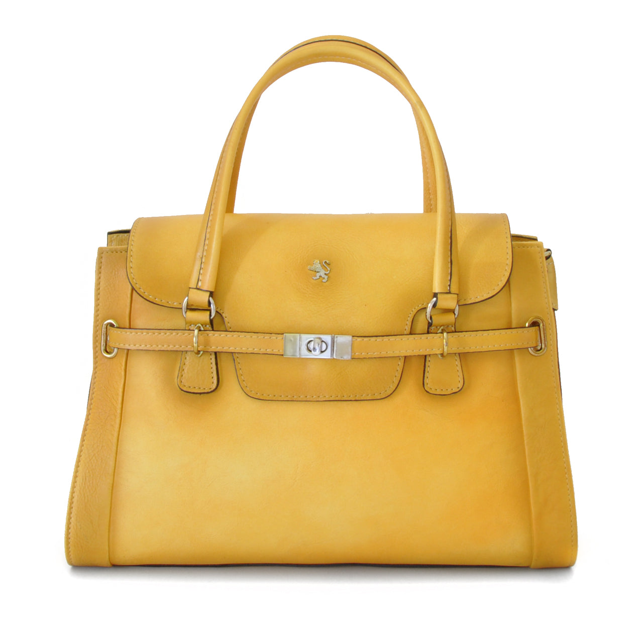 Pratesi Handbag Baratti in genuine Italian leather - Vegetable Tanned Italian Leather Yellow