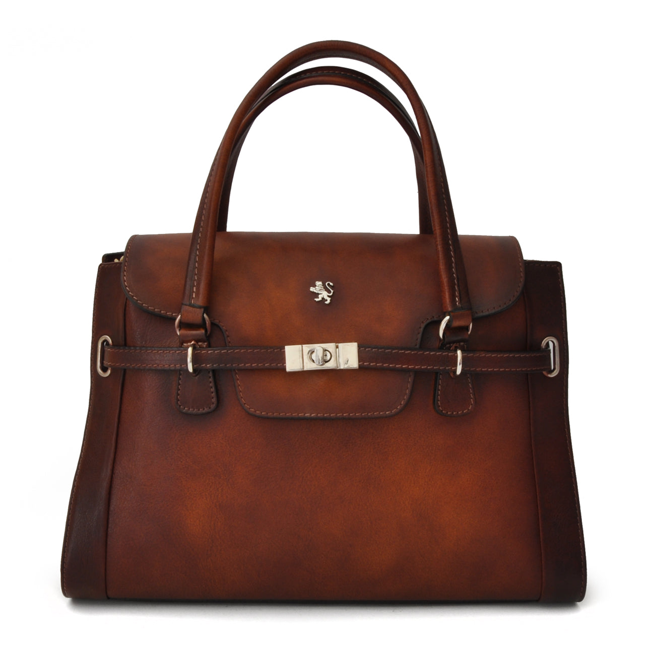 Pratesi Handbag Baratti in genuine Italian leather - Vegetable Tanned Italian Leather Brown