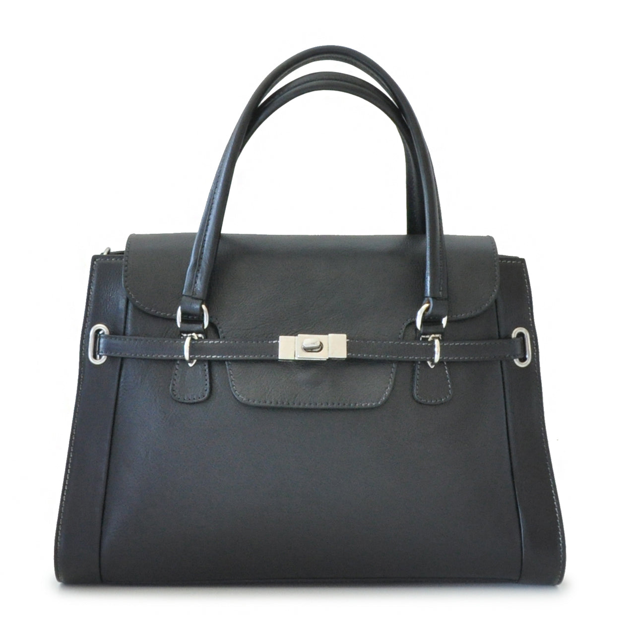 Pratesi Handbag Baratti in genuine Italian leather - Vegetable Tanned Italian Leather Black