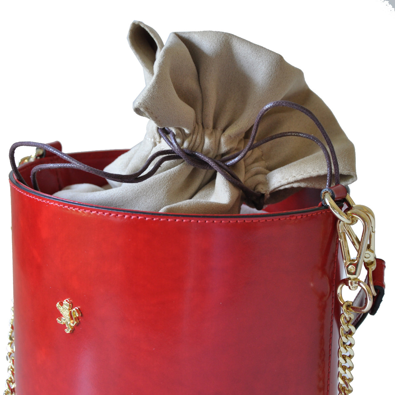 Pratesi Bag Secchiello R335 in genuine Italian leather - Brunelleschi Leather Cherry - SZN