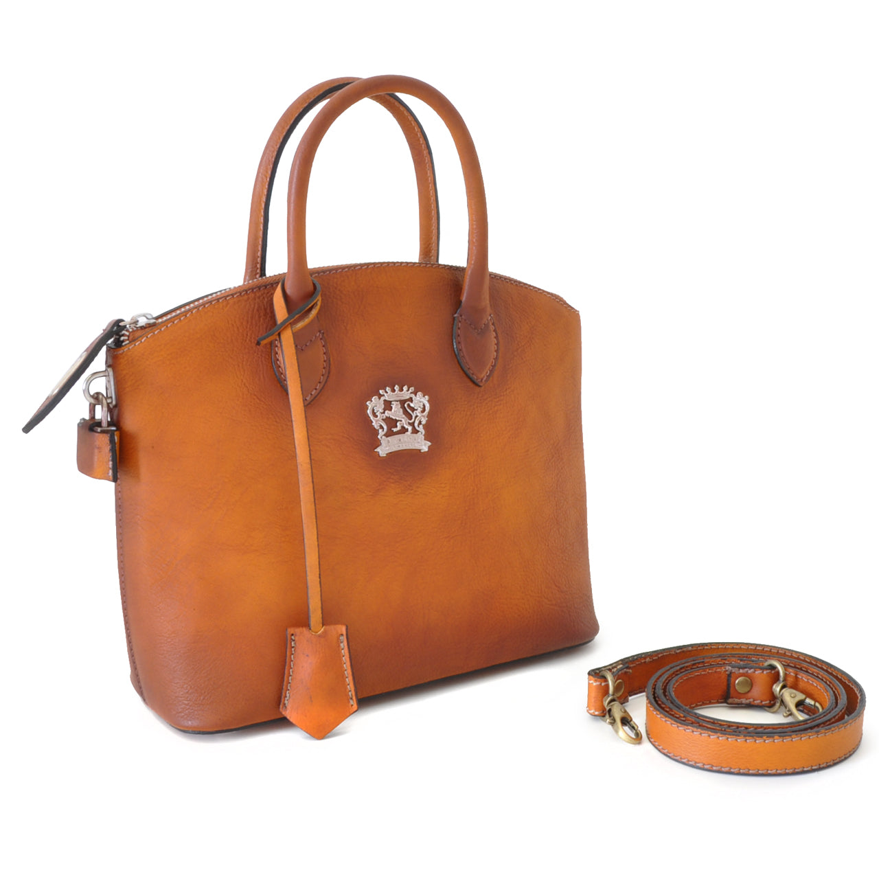 Pratesi Versilia Small Bruce Handbag in genuine Italian leather - Vegetable Tanned Italian Leather chianti