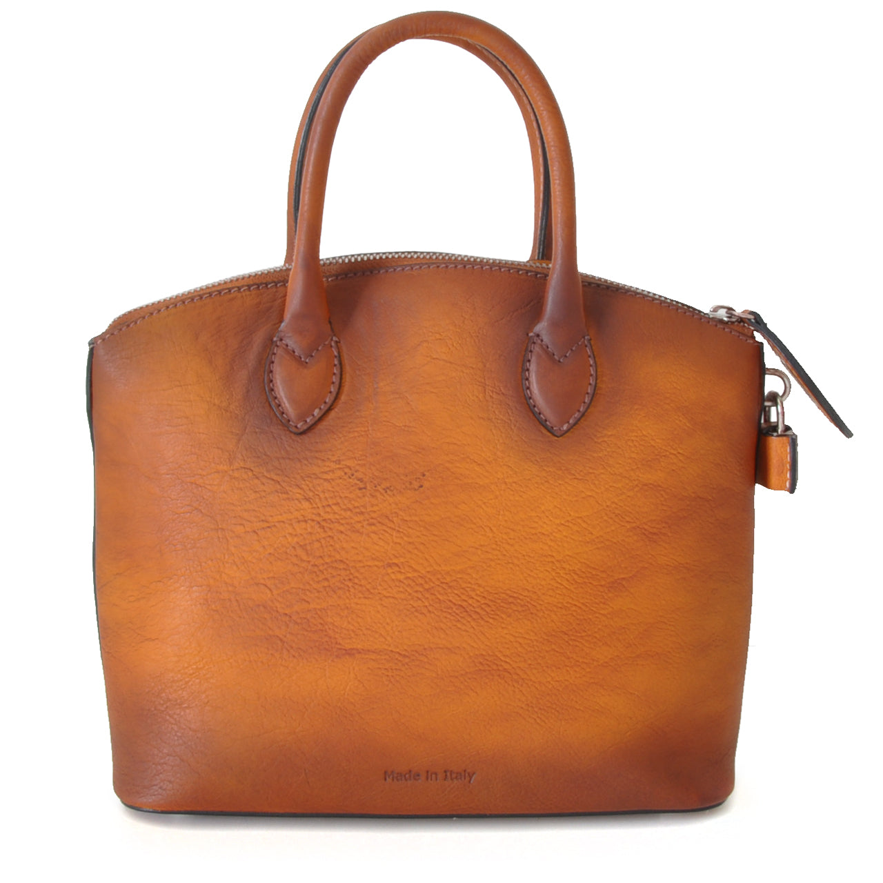 Pratesi Versilia Small Bruce Handbag in genuine Italian leather - Vegetable Tanned Italian Leather Coffee