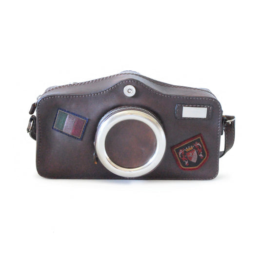 Sac Pratesi Photocamera Bruce en véritable cuir italien - Brunelleschi Leather Coffee