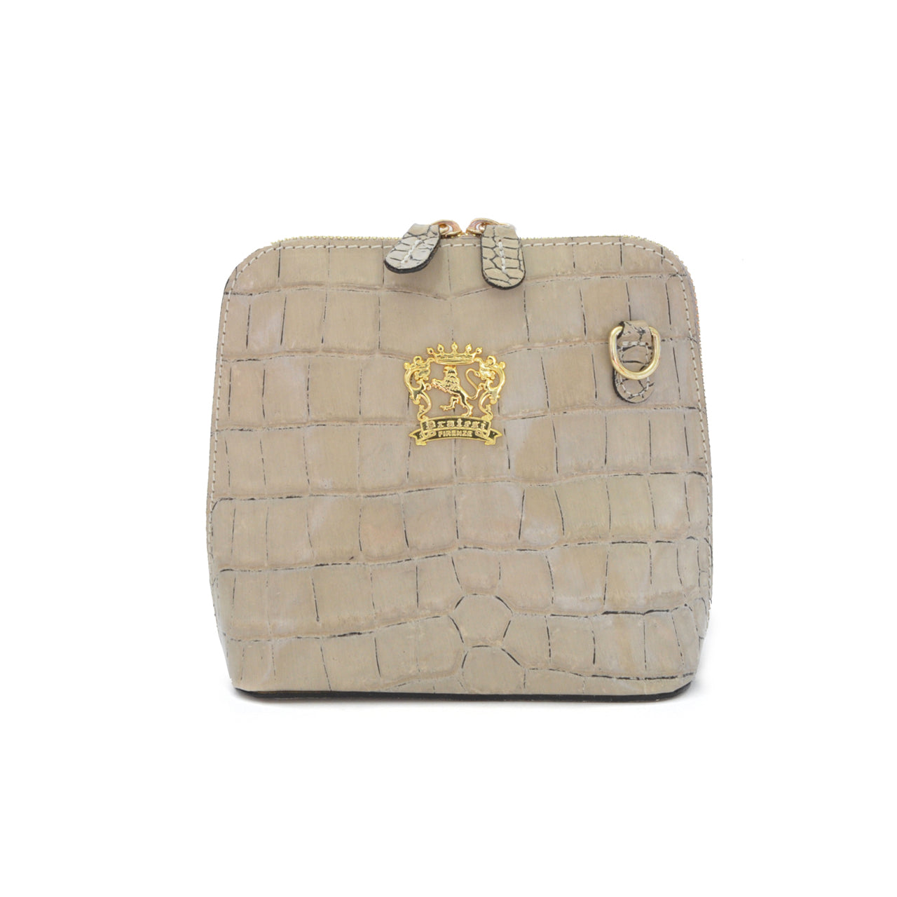 Sac Pratesi Volterra King Lady en cuir véritable - Cuir embossé croco Blanc