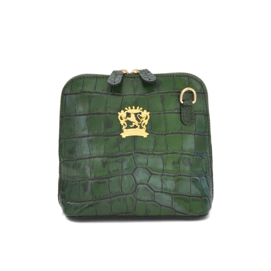 Bolso Pratesi Volterra King Lady de piel auténtica - Piel Repujada Croco Verde