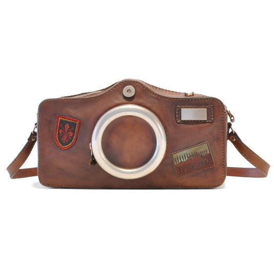 Pratesi Photocamera Bruce Bag in genuine Italian leather - Vegetable Tanned Italian Leather Brown