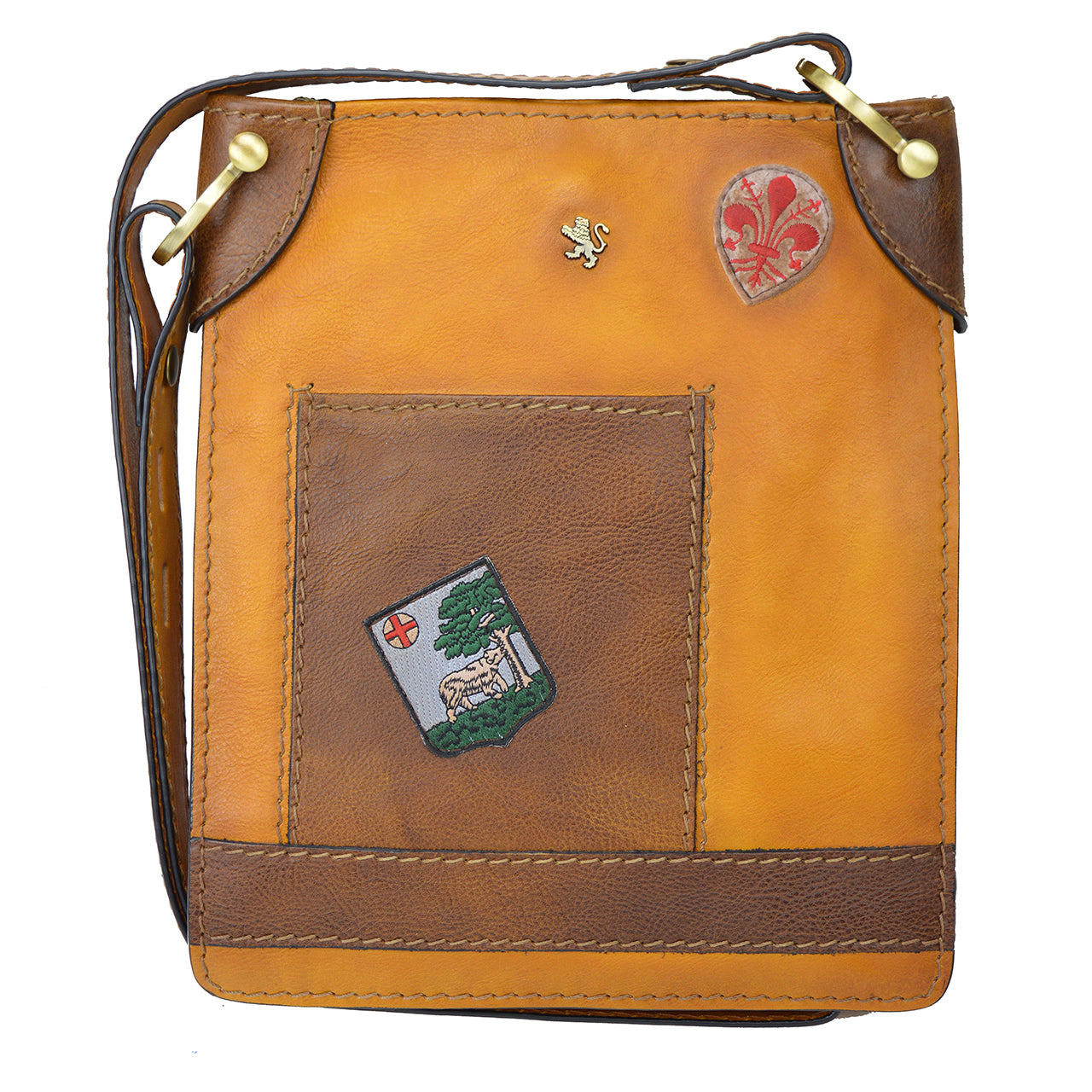 Pratesi Bakem Medium Bag in genuine Italian leather - Vegetable Tanned Italian Leather Cognac