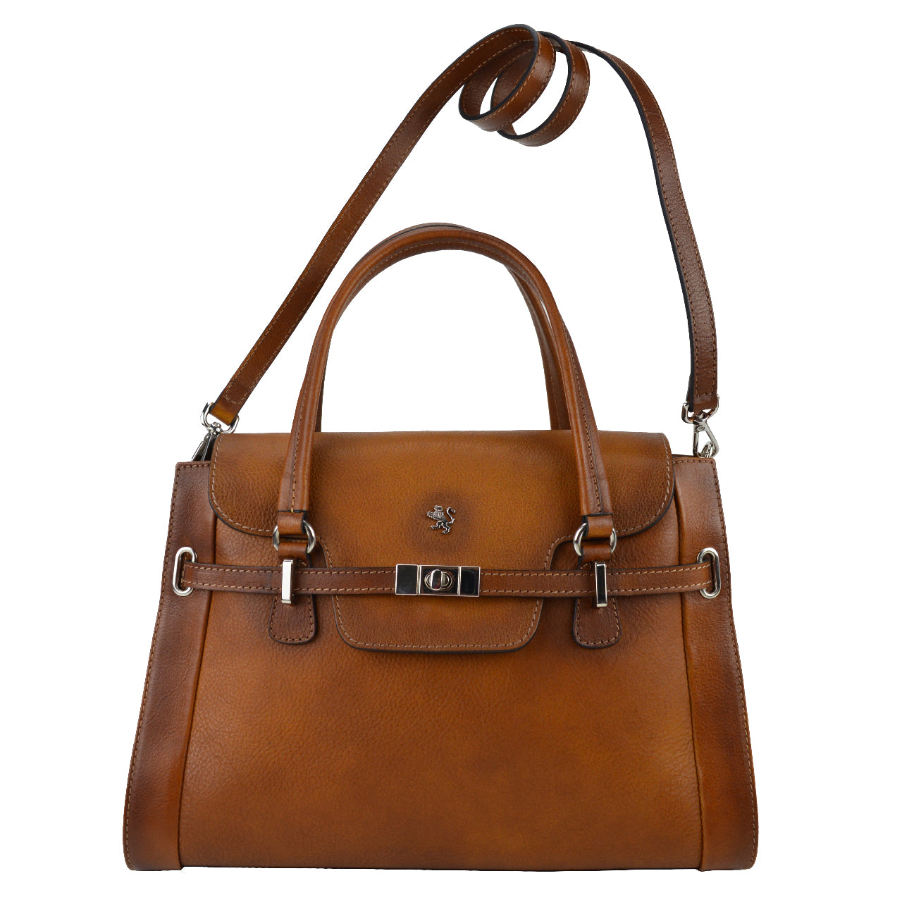 Pratesi Handbag Baratti in genuine Italian leather - Vegetable Tanned Italian Leather Dark Green