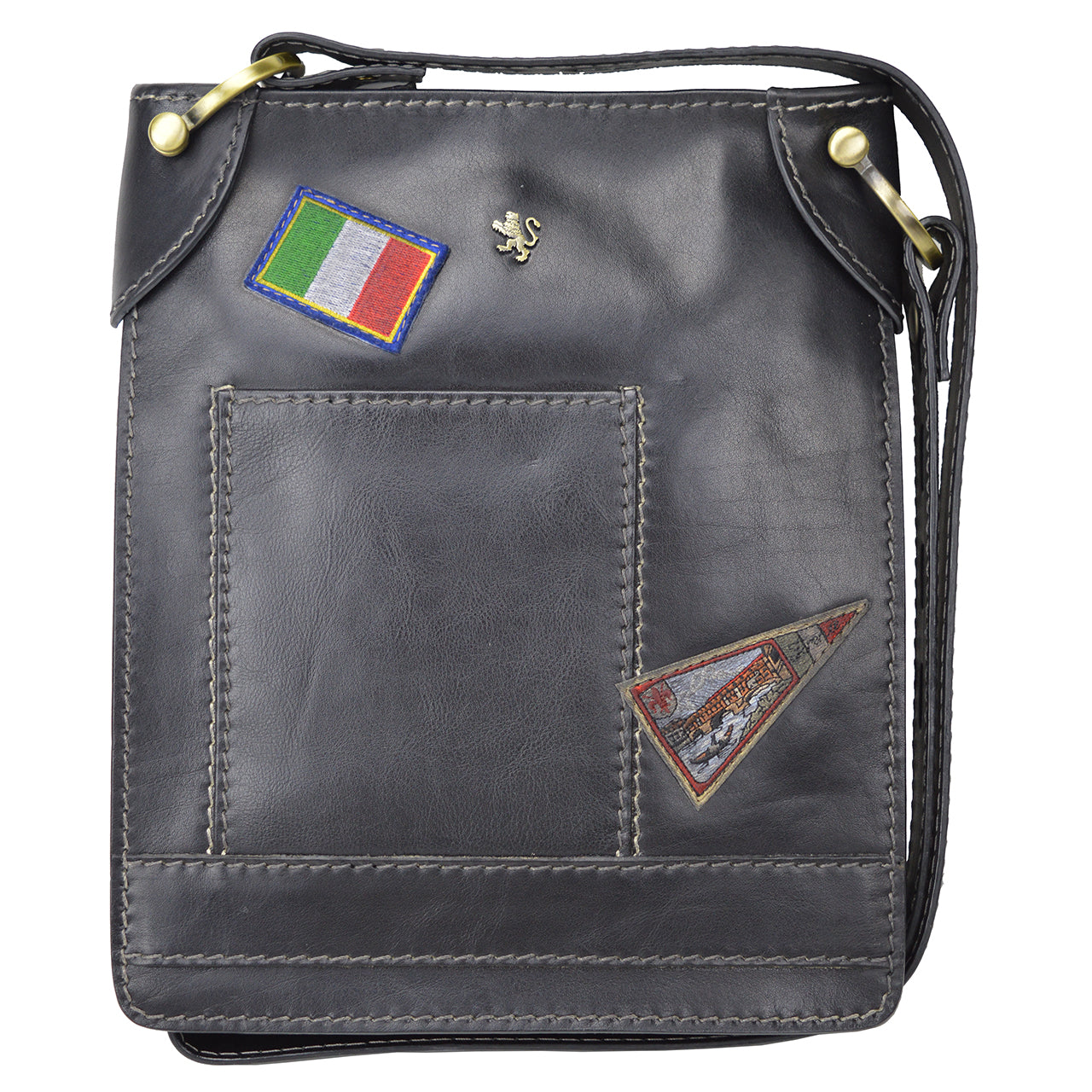 Pratesi Bakem Medium Bag in genuine Italian leather - Vegetable Tanned Italian Leather Black