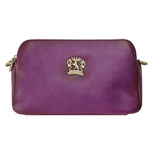 Pratesi Carmignano bag 2 zip 3 comp B195 - Vegetable Tanned Italian Leather Violet