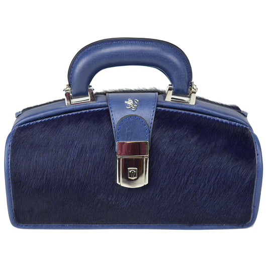 Sac à main Pratesi Lady Brunelleschi Cavallino en cuir véritable - Bleu Cavallino