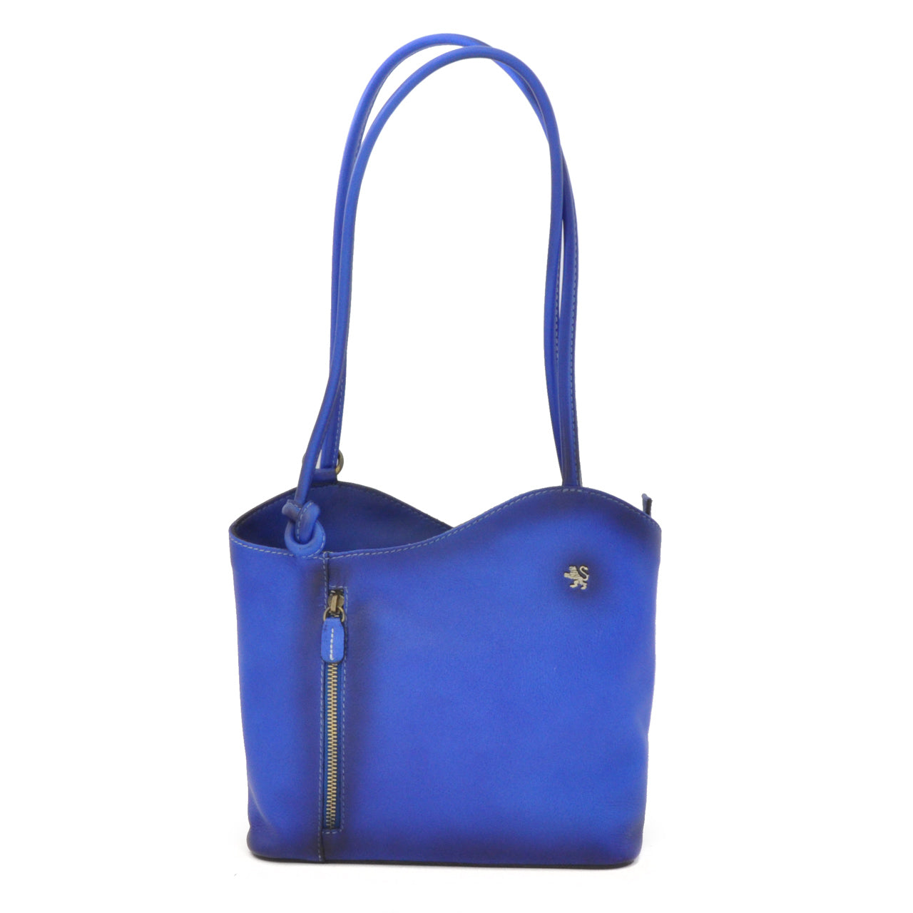 Pratesi Shoulder Bag Consuma Small in genuine Italian leather - Vegetable Tanned Italian Leather Electric Blue