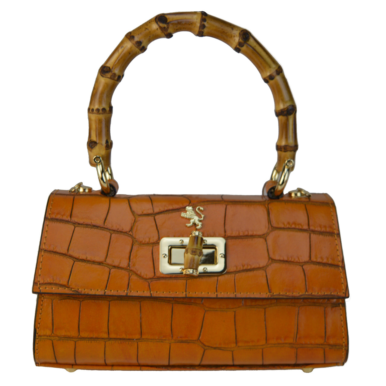 Pratesi Castalia Lady Bag en véritable cuir italien - Cuir Embossé Croco Orange