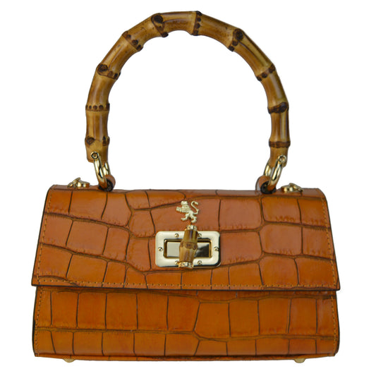 Pratesi Castalia Lady Bag en véritable cuir italien - Cuir Embossé Croco Orange