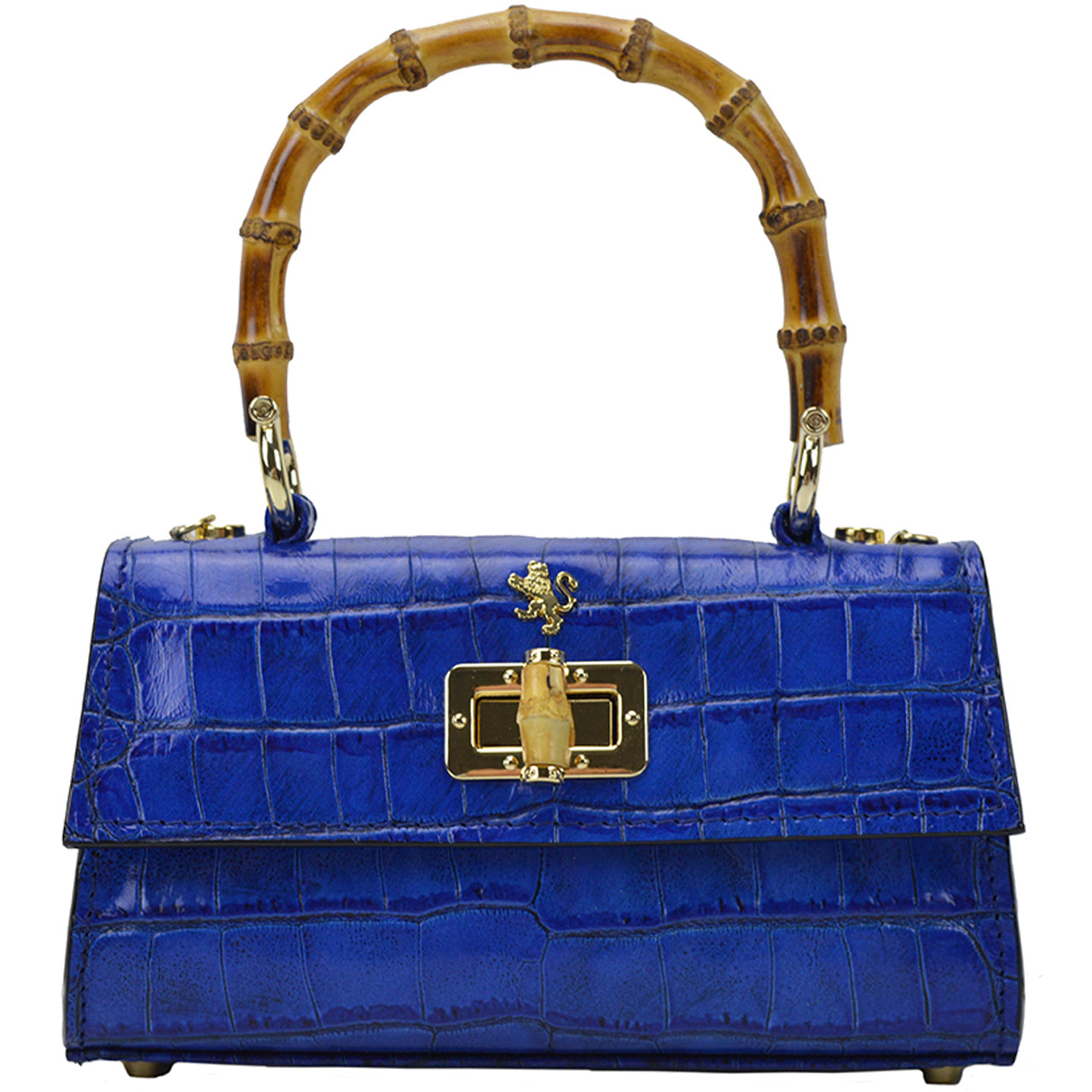 Pratesi Castalia Lady Bag in genuine Italian leather - Croco Embossed Leather Electric Blue