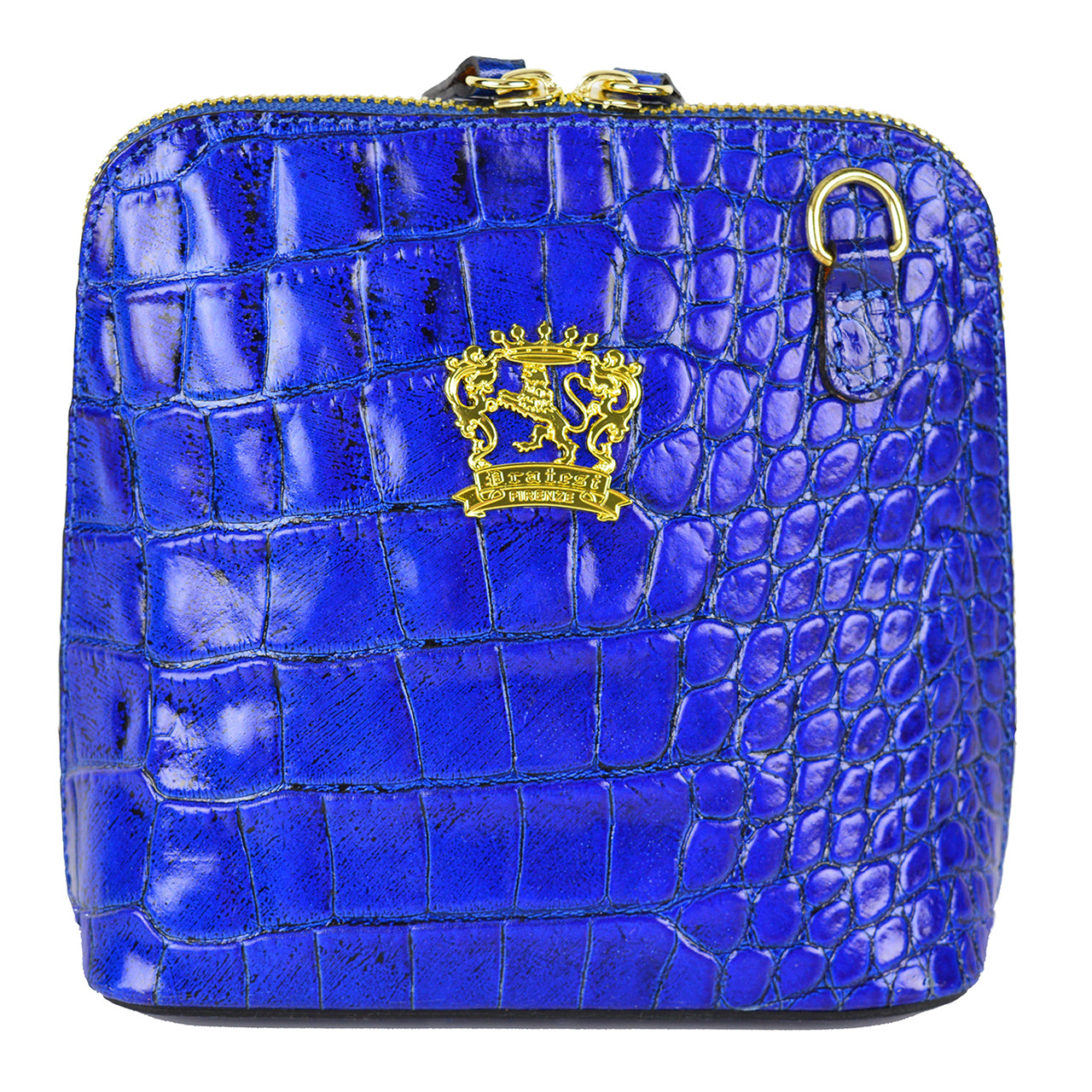 Pratesi Volterra King Lady Bag in real leather - Croco Embossed Leather Electric Blue