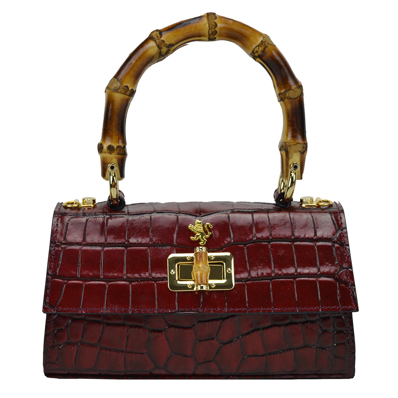 Pratesi Castalia Lady Bag en véritable cuir italien - Cuir Embossé Croco Chianti