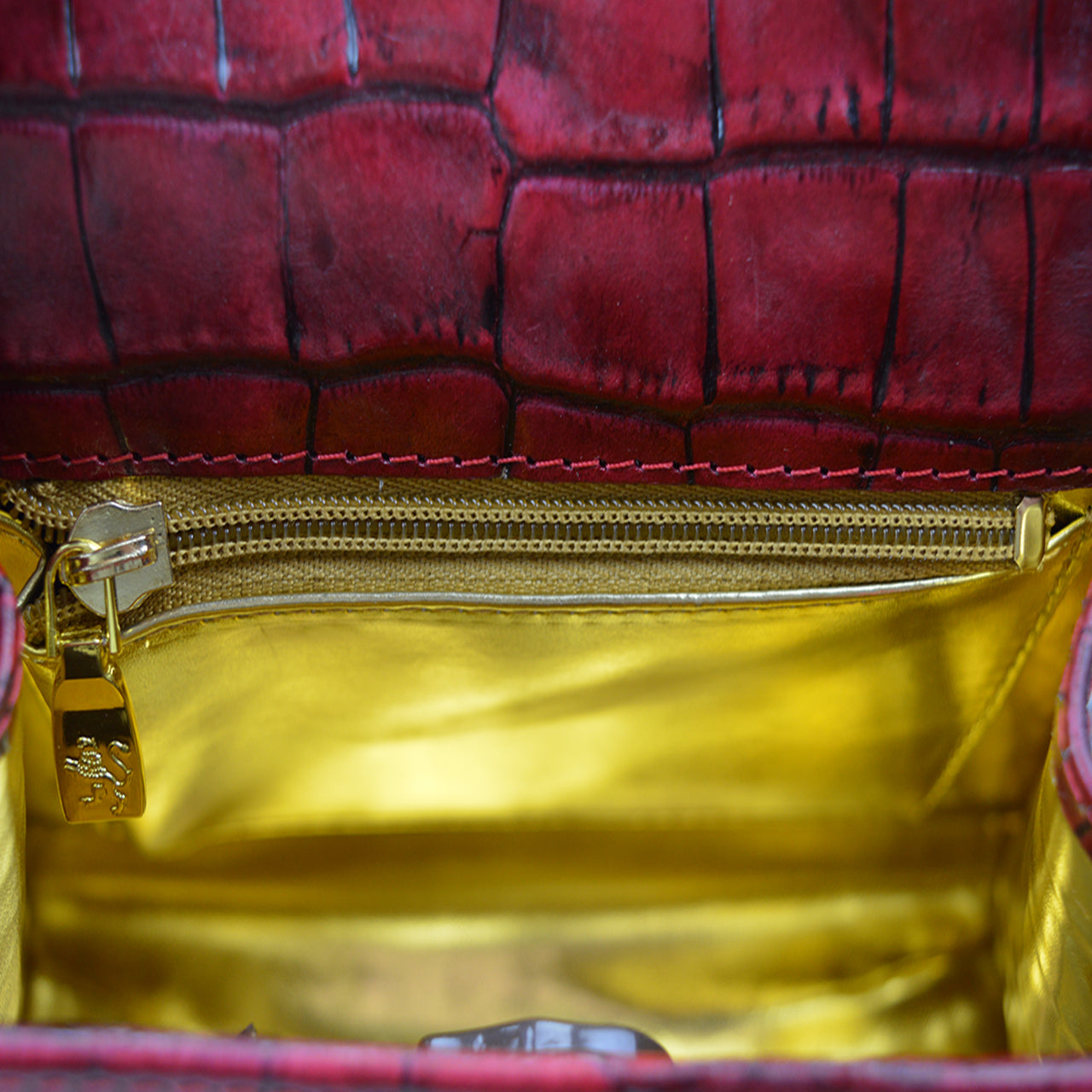 Pratesi Castalia Lady Bag in genuine Italian leather - Croco Embossed Leather Brown
