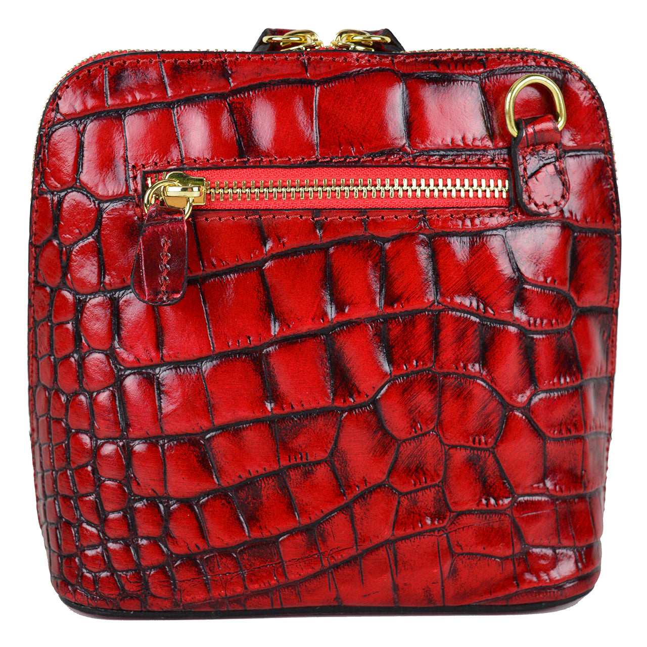 Pratesi Volterra King Lady Bag de piel auténtica - Piel Repujada Croco Cognac