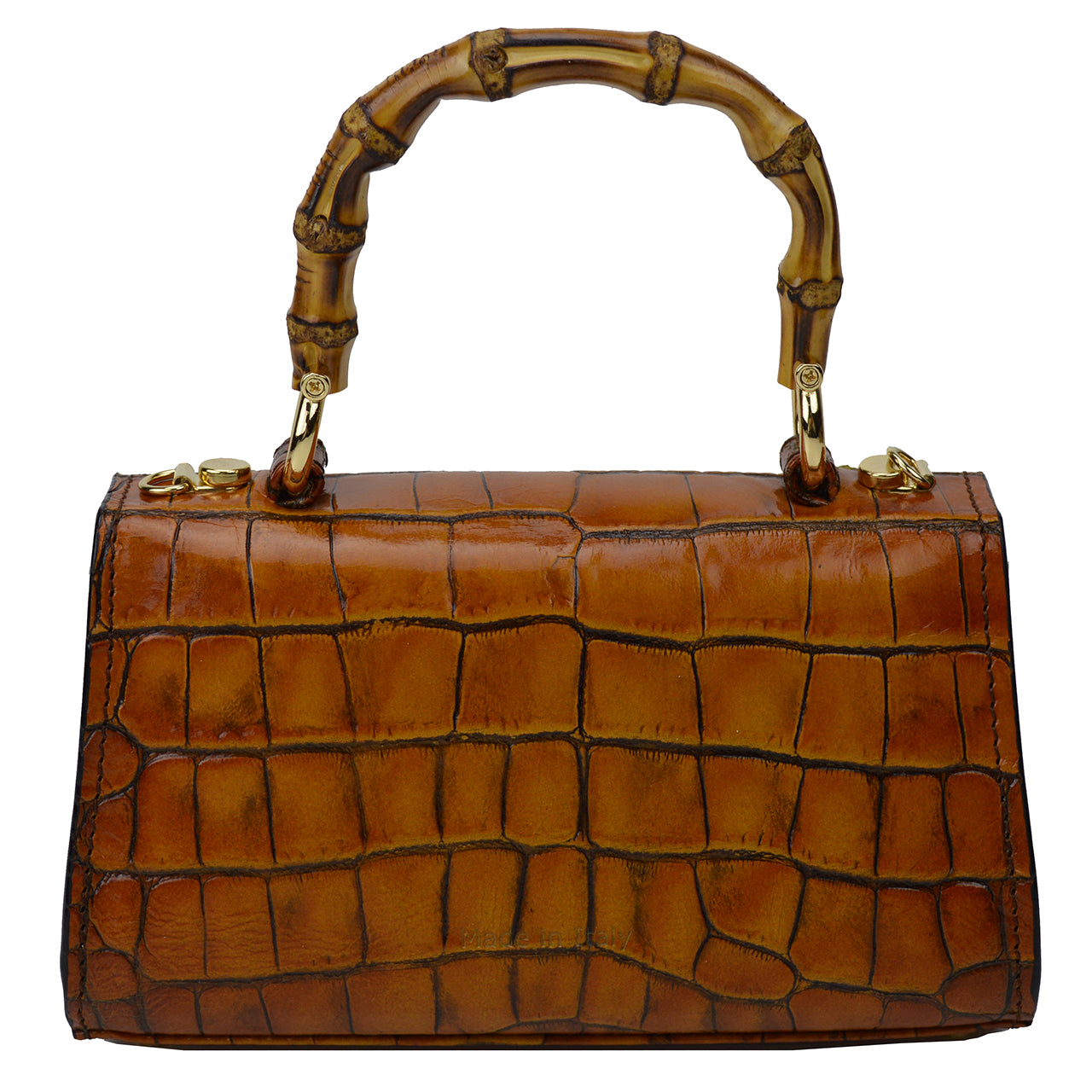 Pratesi Castalia Lady Bag en véritable cuir italien - Cuir Embossé Croco Bleu