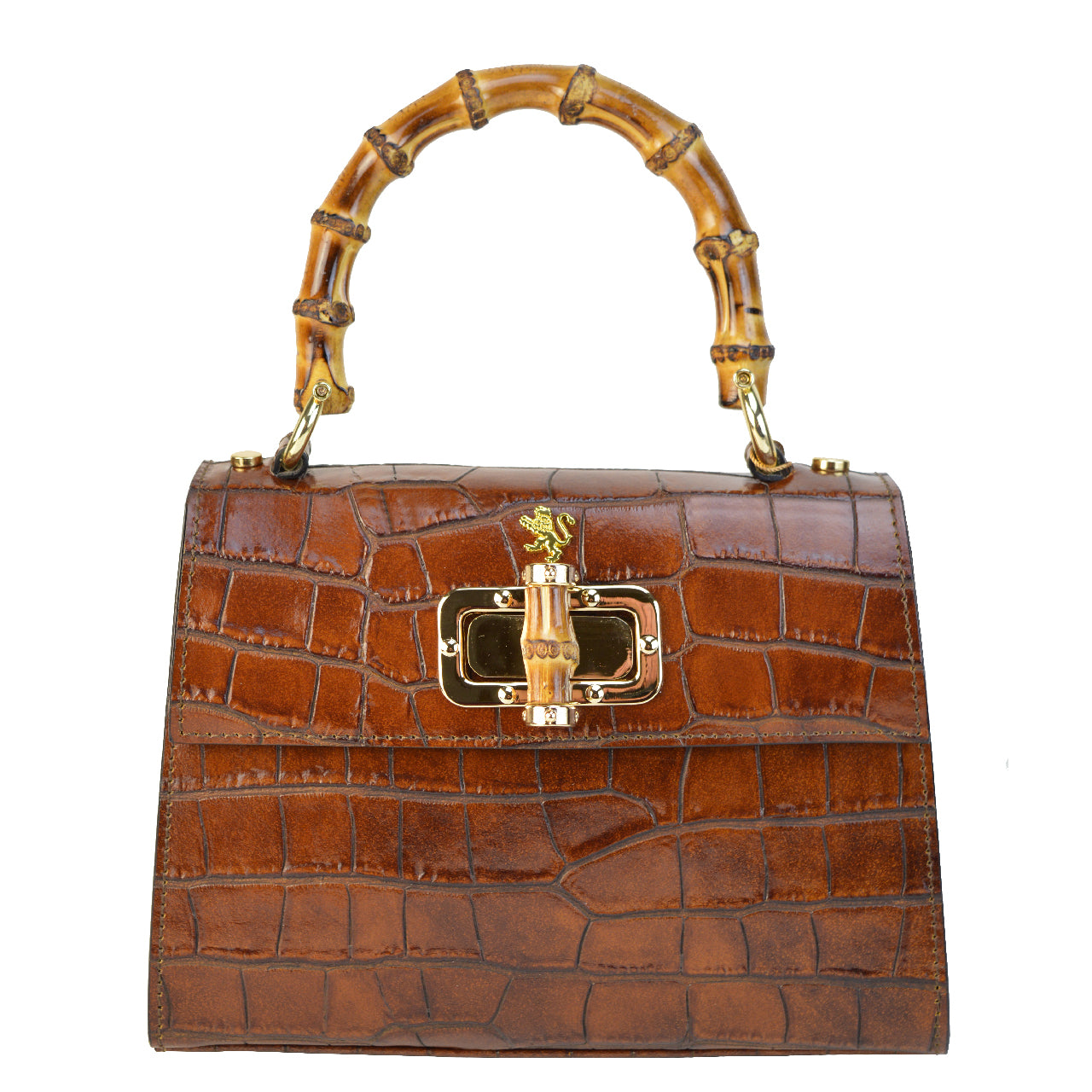 Pratesi Castalia Lady Bag in genuine Italian leather - Croco Embossed Leather Brown