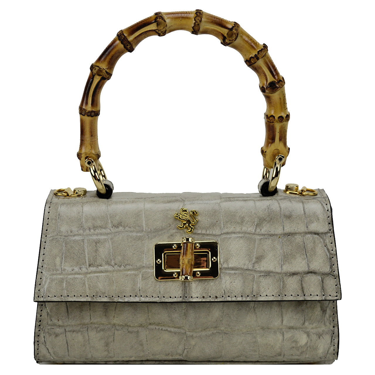 Pratesi Castalia Lady Bag in genuine Italian leather - Croco Embossed Leather White - SZN