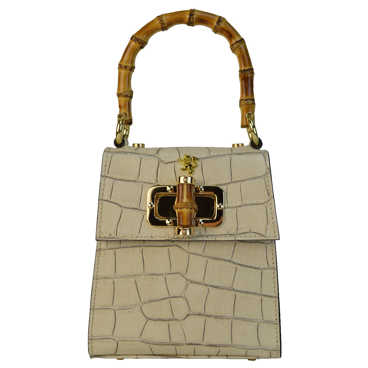 Pratesi Castalia Lady Bag in genuine Italian leather - Croco Embossed Leather White