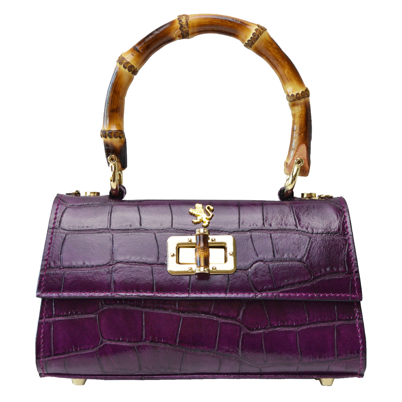 Pratesi Castalia Lady Bag in genuine Italian leather - Croco Embossed Leather Violet