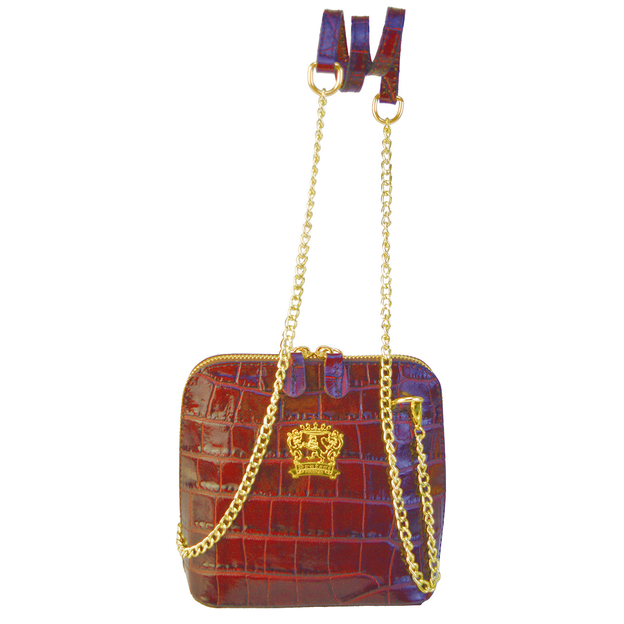 Pratesi Volterra King Lady Bag in real leather - Croco Embossed Leather Chianti