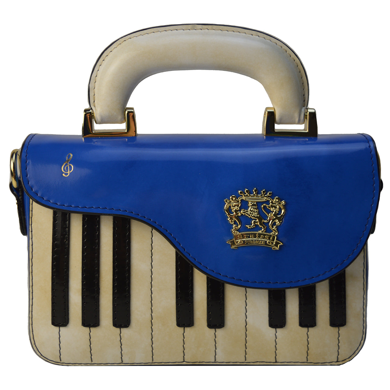 Pratesi Pianola R534 Sac bandoulière en véritable cuir italien - Cuir Brunelleschi Bleu Électrique