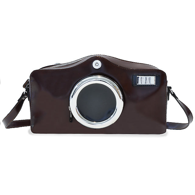 Pratesi Photocamera Radica Shoulder Bag in genuine Italian leather - Brunelleschi Leather Coffee