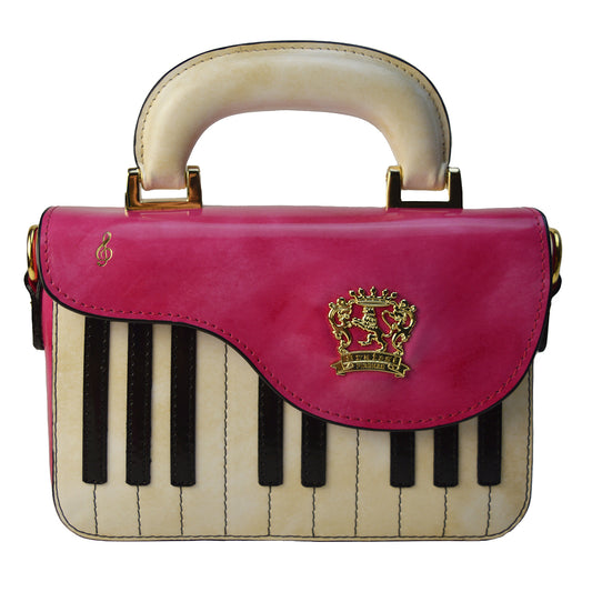 Sac bandoulière Pratesi Pianola R534 en véritable cuir italien - Brunelleschi Leather Fuxia