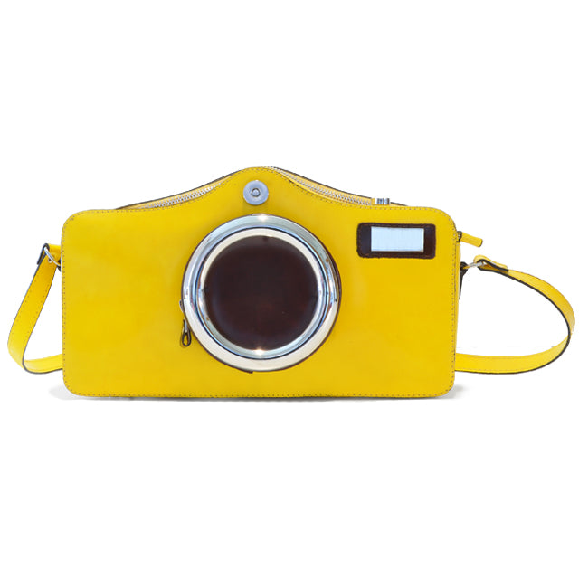 이탈리아 정품 가죽 소재의 Pratesi Photocamera Radica 숄더백 - Brunelleschi Leather Yellow