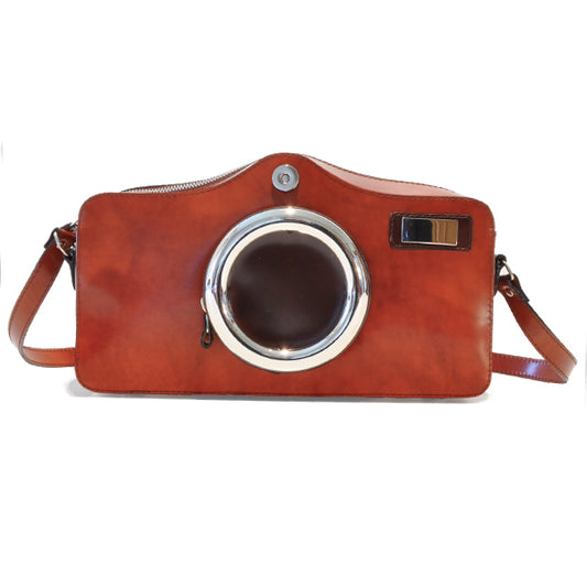 이탈리아 정품 가죽 소재의 Pratesi Photocamera Radica 숄더백 - Brunelleschi Leather Brown