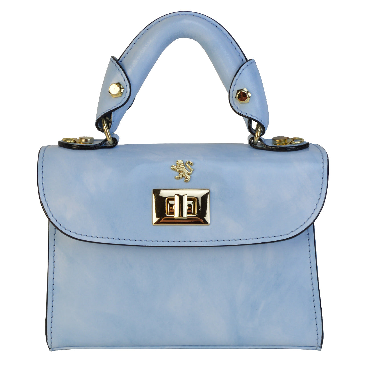 Pratesi Lucignano Petit sac à main en véritable cuir italien - Brunelleschi Cuir Bleu Ciel